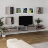 Parete TV Attrezzata 300x40x170 Con Base E Pensili Tortora Marte