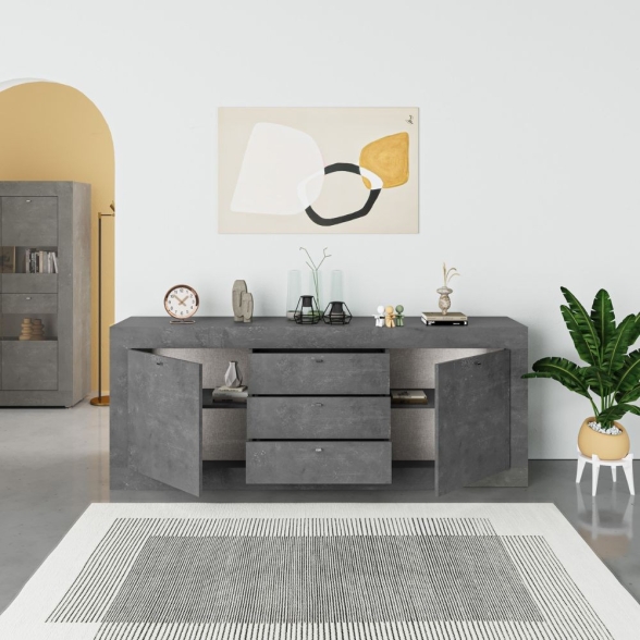 Madia 2 Ante 3 Cassetti 210x45x84 Ocean Grigio Scuro