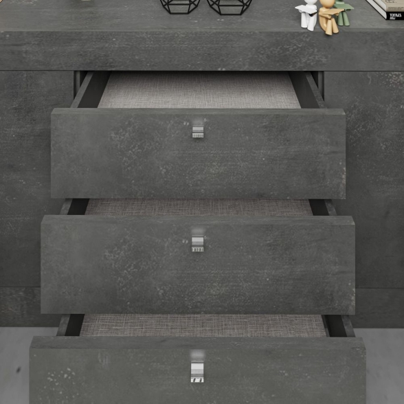 Madia 2 Ante 3 Cassetti 210x45x84 Ocean Grigio Scuro