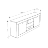 Madia 2 Ante 3 Cassetti 210x45x84 Ocean Grigio Scuro