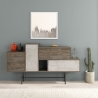 Credenza 160 Cm Design Moderno Effetto Legno Hermes Dark Coffe E Marmo
