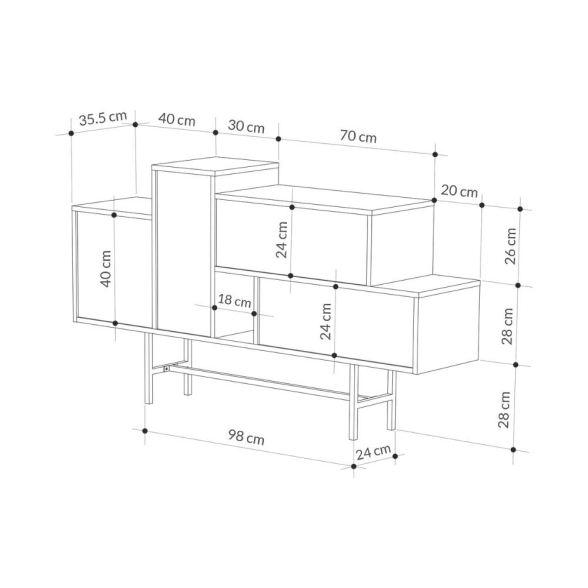 Credenza 160 Cm Design Moderno Effetto Legno Hermes Dark Coffe E Marmo