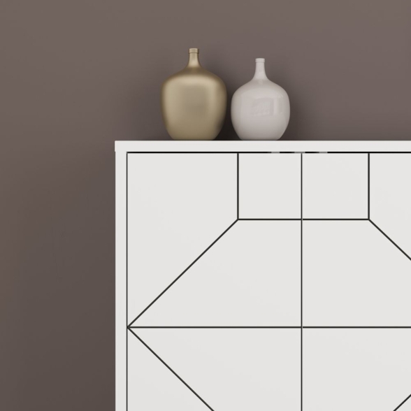 Madia Moderna 6 Ante 183 Cm Design Geometrico Dune Bianca