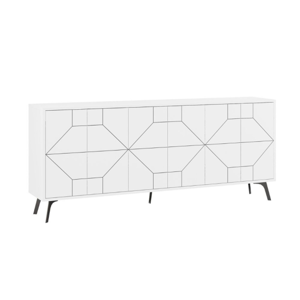 Madia Moderna 6 Ante 183 Cm Design Geometrico Dune Bianca