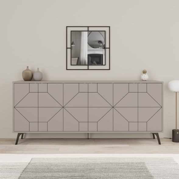 Madia Moderna 6 Ante 183 Cm Design Geometrico Dune Tortora