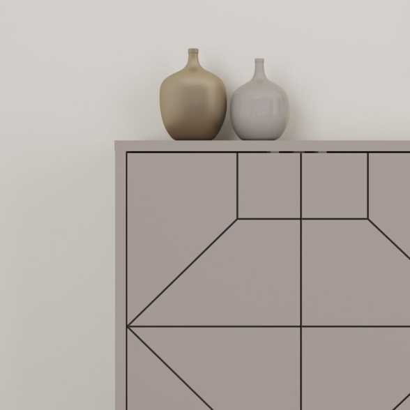 Madia Moderna 6 Ante 183 Cm Design Geometrico Dune Tortora