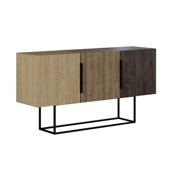 Madia Moderna 3 Ante 150 Cm Tricolore Rovere Noce Dark Coffee Tontini