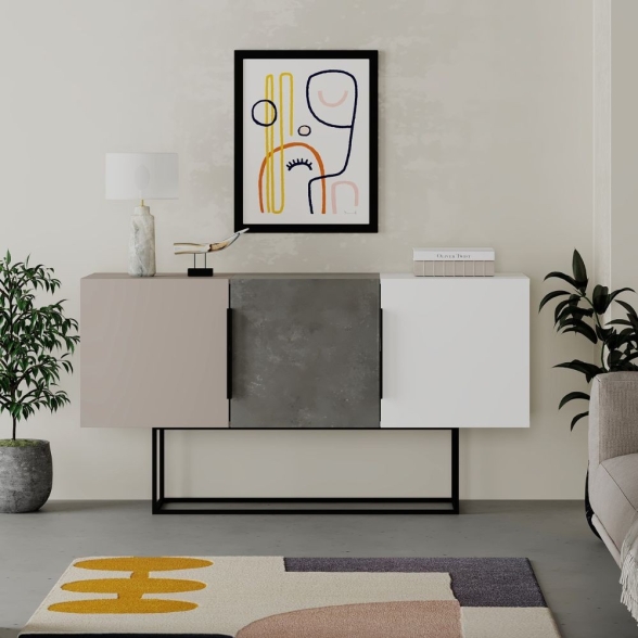 Madia Moderna 3 Ante 150 Cm Tricolore Rovere Noce Dark Coffee Tontini