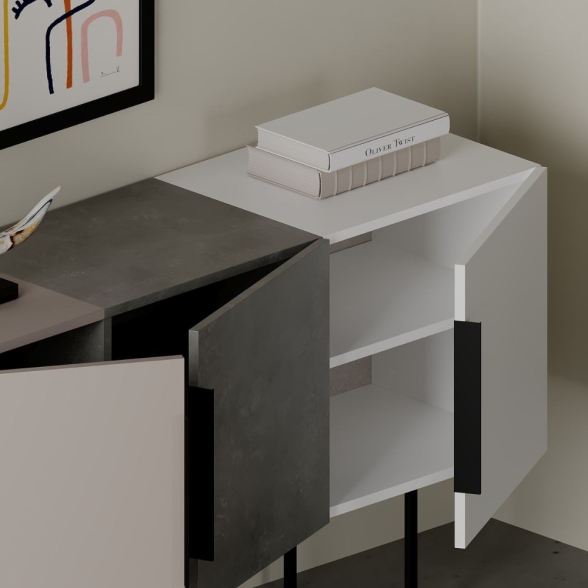 Madia Moderna 3 Ante 150 Cm Tricolore Rovere Noce Dark Coffee Tontini