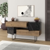 Madia Moderna 2 Ante 2 Cassetti 145 Cm Noce E Marmo Nero Eros