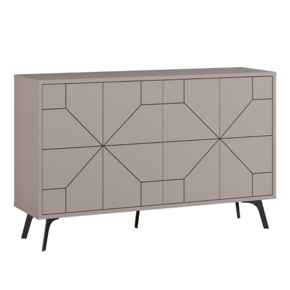 Madia Moderna 6 Ante 123 Cm Design Geometrico Dune Tortora