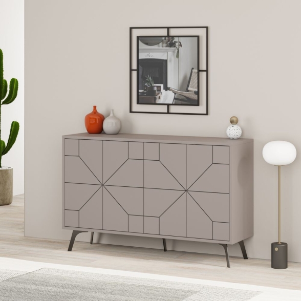 Madia Moderna 6 Ante 123 Cm Design Geometrico Dune Tortora