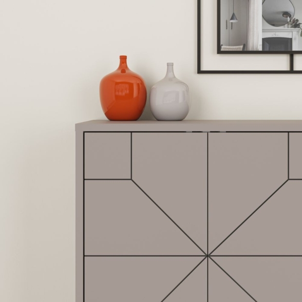 Madia Moderna 6 Ante 123 Cm Design Geometrico Dune Tortora