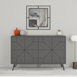 Madia Moderna 4 Ante 123 Cm Design Geometrico Dune Antracite