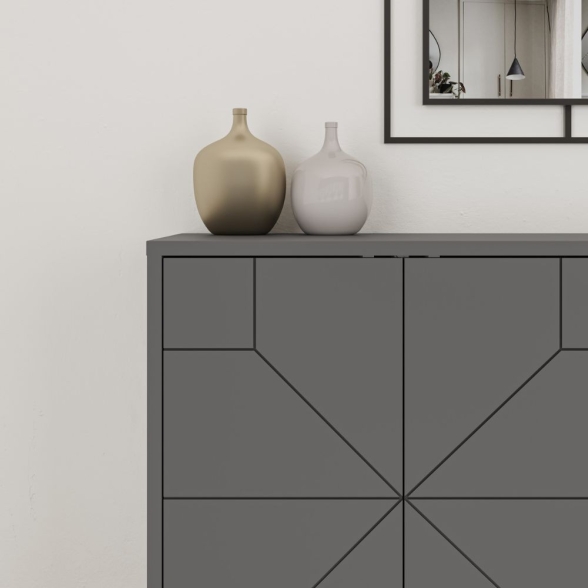 Madia Moderna 4 Ante 123 Cm Design Geometrico Dune Antracite