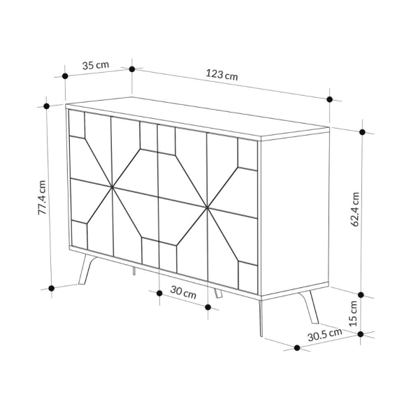 Madia Moderna 4 Ante 123 Cm Design Geometrico Dune Antracite