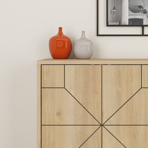 Madia Moderna 4 Ante 123 Cm Design Geometrico Dune Rovere