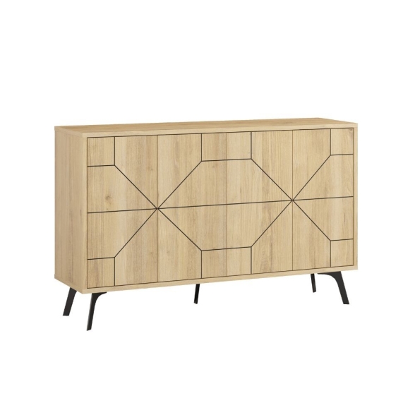 Madia Moderna 4 Ante 123 Cm Design Geometrico Dune Rovere