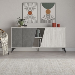 Madia 180x35x82 Cm 2 Ante Bianche 2 Ante Grigie Fiona