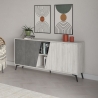 Madia 180x35x82 Cm 2 Ante Bianche 2 Ante Grigie Fiona