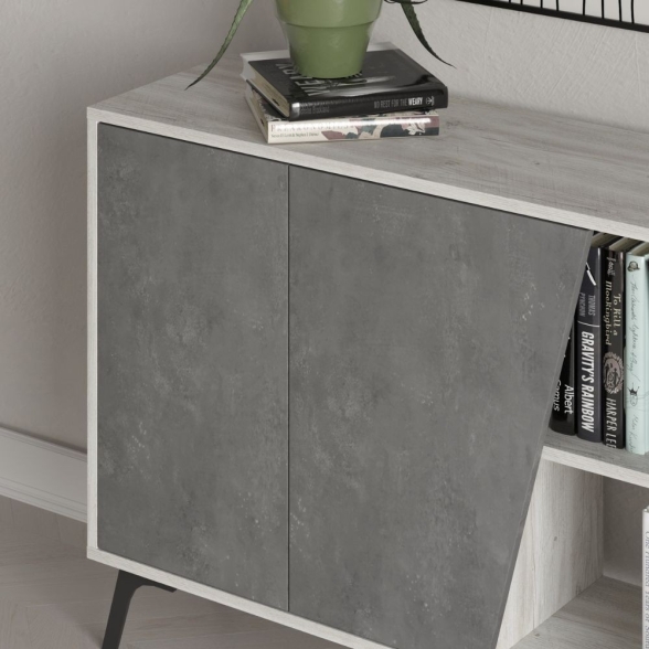 Madia 180x35x82 Cm 2 Ante Bianche 2 Ante Grigie Fiona