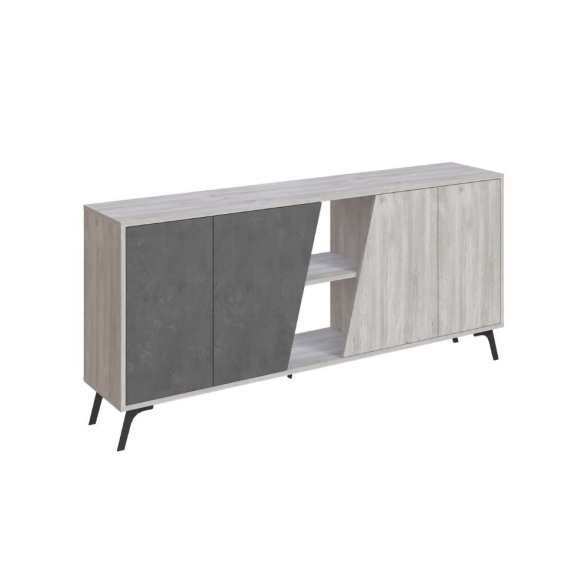 Madia 180x35x82 Cm 2 Ante Bianche 2 Ante Grigie Fiona
