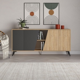 Madia 180x35x82 Cm 2 Ante Rovere 2 Ante Antracite Fiona