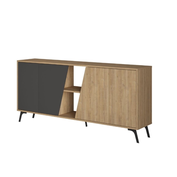 Madia 180x35x82 Cm 2 Ante Rovere 2 Ante Antracite Fiona