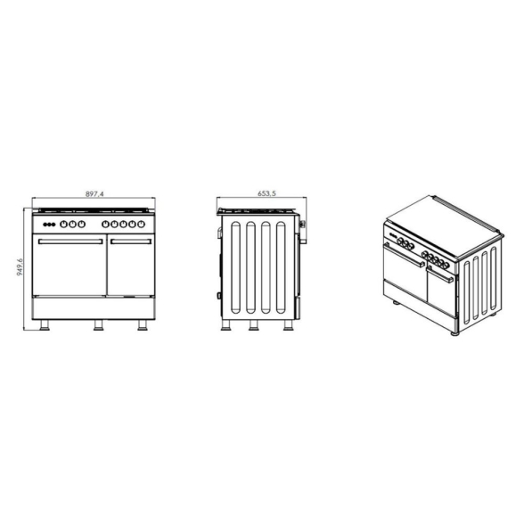 Cucina A Gas 90 Cm Con Forno E Porta Bombola Ermes Samet
