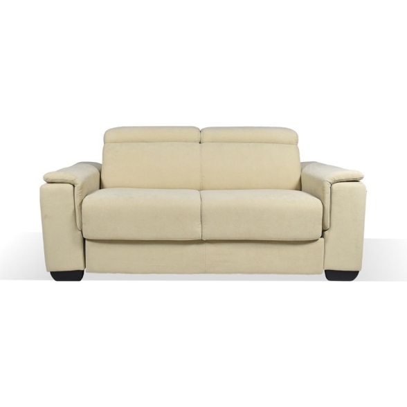 Divano Letto 2 Posti In Tessuto Crema Con Materasso Incluso Plutone