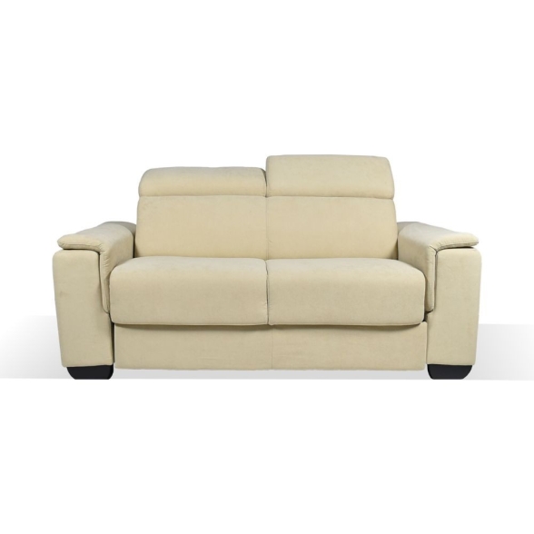 Divano Letto 2 Posti In Tessuto Crema Con Materasso Incluso Plutone