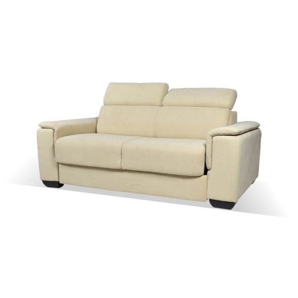 Divano Letto 2 Posti In Tessuto Crema Con Materasso Incluso Plutone
