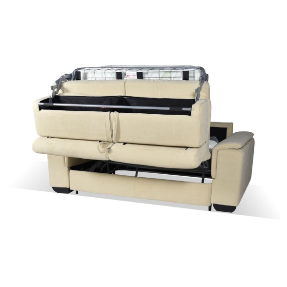 Divano Letto 2 Posti In Tessuto Crema Con Materasso Incluso Plutone
