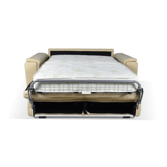 Divano Letto 2 Posti In Tessuto Crema Con Materasso Incluso Plutone
