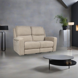 Divano In Tessuto 2 Posti 156x77x103 Recliner Elettrici Claus Tortora