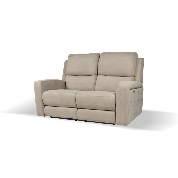 Divano In Tessuto 2 Posti 156x77x103 Recliner Elettrici Claus Tortora