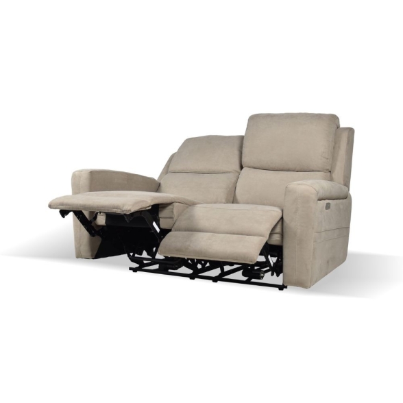 Divano In Tessuto 2 Posti 156x77x103 Recliner Elettrici Claus Tortora