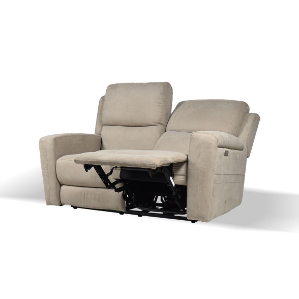 Divano In Tessuto 2 Posti 156x77x103 Recliner Elettrici Claus Tortora