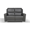 Divano In Pelle 2 Posti 156 Cm Recliner Elettrici Claus Grigio Scuro