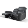 Divano In Pelle 2 Posti 156 Cm Recliner Elettrici Claus Grigio Scuro