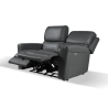Divano In Pelle 2 Posti 156 Cm Recliner Elettrici Claus Grigio Scuro