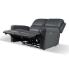 Divano In Pelle 2 Posti 156 Cm Recliner Elettrici Claus Grigio Scuro