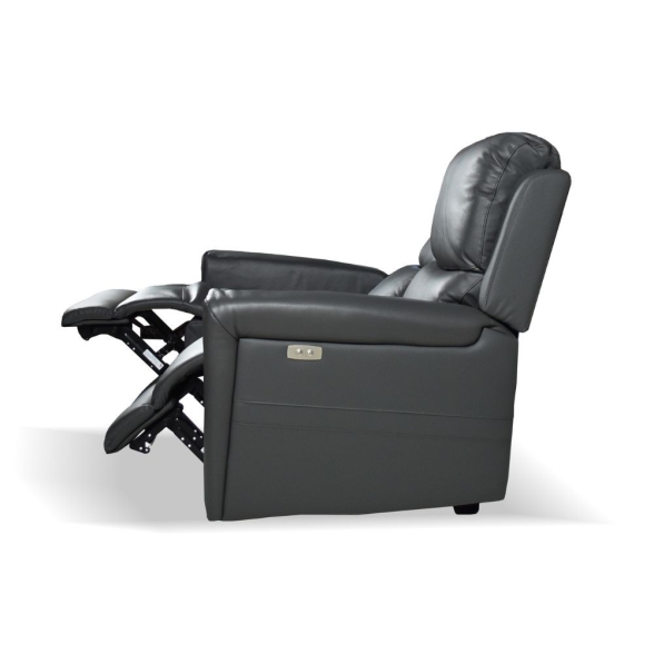 Divano In Pelle 2 Posti 156 Cm Recliner Elettrici Claus Grigio Scuro