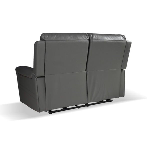 Divano In Pelle 2 Posti 156 Cm Recliner Elettrici Claus Grigio Scuro