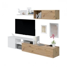 BAND mobile porta tv living Bianco Lucido - Cemento 200 cm