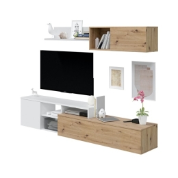 Parete Attrezzata Reversibile 220 Cm Mobile TV Julia Rovere E Bianco