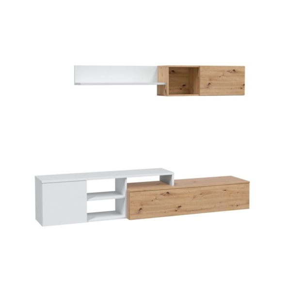 Parete Attrezzata Reversibile 220 Cm Mobile TV Julia Rovere E Bianco