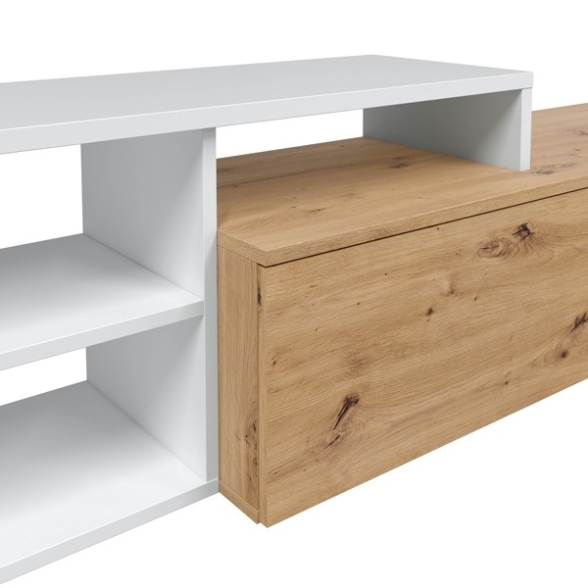 Parete Attrezzata Reversibile 220 Cm Mobile TV Julia Rovere E Bianco