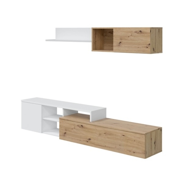 Parete Attrezzata Reversibile 220 Cm Mobile TV Julia Rovere E Bianco