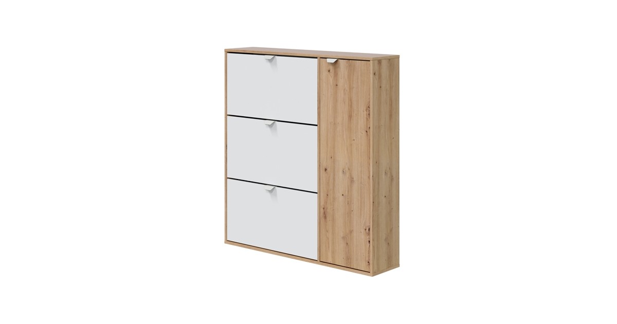 Scarpiera Symbiosis Bamboo - 50x33x119cm Bianco E Rovere